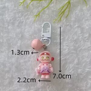 Skull Panda Phone Charm Keychain - Light Pink-3F0-4